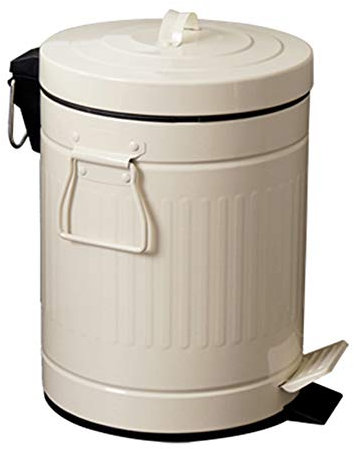 JLmgd Vintage Metal Cubo de Basura,Casa Pedal Bin con Cubo Interior y Tapa Redonda Papelera de Pedal en para la Cocina,12L