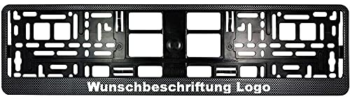 1x Kennzeichenhalter Carbon mit Wunschtext Beschriftung Werbung Bedruckt (1 Stück)