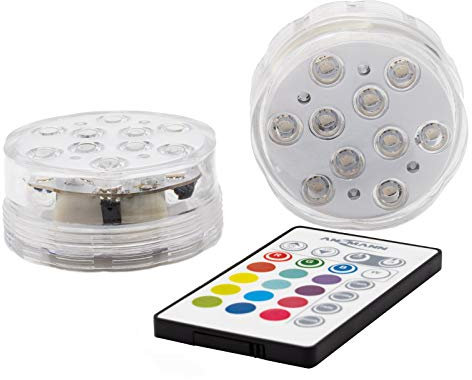 ANSMANN LED Deko Lampe mit Fernbedienung - Dekoleuchte IP68 wasserdicht mit RGB Farbwechsel 12 Farben ideal für Terrasse, Garten, Tisch, Party Deko | Ø 7cm (2er Set)
