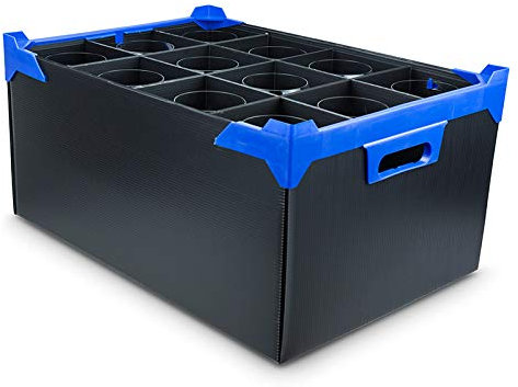 Large Red Wine Glass Storage Box with Lid - 260mm High (15 Cells + Lid) Heavy Duty Glassware Storage Crates (1)