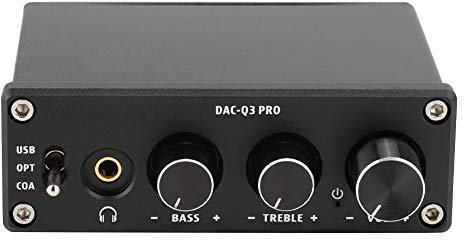 Annadue AC Q3 PRO DAC Decodierung Audio Decoder mit Kopfhörerverstärker, MS8412 + SA9023 + NE5532 + 97220 Chipsatz, Glasfaser/Koax + PC USB Eingang, für 3,5 mm Kopfhörer, Stabiler Betrieb.(Black)