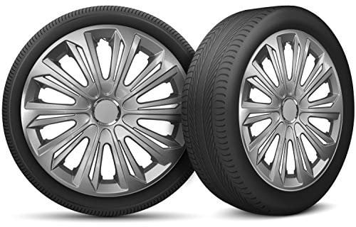 Radkappen 16 Zoll Radzierblenden 4er Set passend für alle Stahlfelgen - Einstellbarer Sicherungsring - Silber
