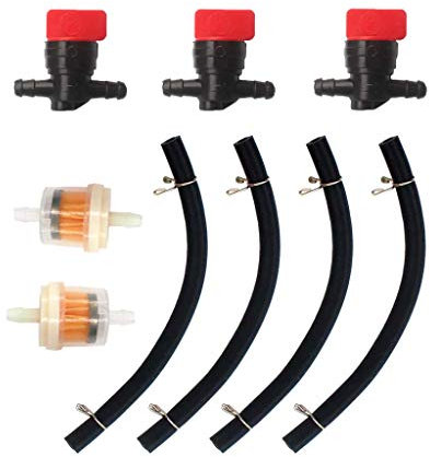 HURI Vanne d'arrêt de Carburant avec Filtre à Essence et Tuyau Flexible pour Robinet d'arrêt E/A 6,35 mm 698183, 494768, 493960, souffleuse à Neige Tracteur