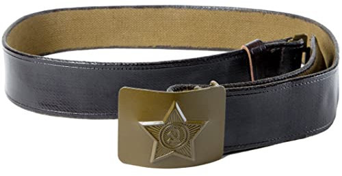 Sowjetgürtel - 2. Weltkrieg Vintage Gürtel für Sowjetuniform Russische Militär Surplus mit UdSSR Gürtelschnalle Sowjetunion Löten Kostüm Militärgürtel Männer Braun Canvas grüner Schnalle