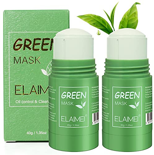 Moulis Green Tea Mask , 2 Pack Purifying Deep Clean Oil Control Cleansing Green Mask, Anti-acne Moisturizing Face Mask Sticks, Solid Oil Control Cleansing Mask All Skin Type, 40 g (Pack of 2)