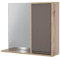 HOMCOM Armario de Baño con Espejo Mueble Auxiliar Montado en Pared con 1 Puerta y Estante Ajustable Estilo Moderno 57x14,2x49,2 cm Roble y Gris