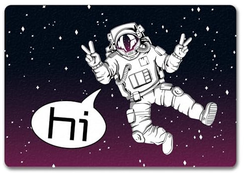 speecheese Astronaut im Weltall mit Peace-Zeichen witzige Fußmatte in 35x50 cm ohne Rand lustiger Fußabstreifer mit Astronautenanzug kreative Geschenkidee Universum Weltraum All Kosmos