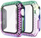 Yolovie (2-Stück) Kompatibel für Apple Watch 40mm Hülle für SE Serie 6 5 4 Gehäuse mit Displayschutzfolie aus gehärtetem Glas, Bling Cover Diamonds für iWatch Girl (Transparent Bunt/Bunt