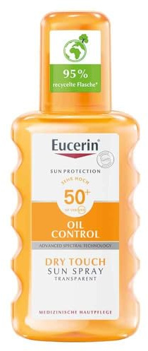 Eucerin Oil Control Body Sun Spray Transparent LSF 50+ 200 ml, transparentes Sonnenspray mit UVA/UVB-Filtern, wasserfester und schweißresistenter Sonnenschutz für Sportler*innen