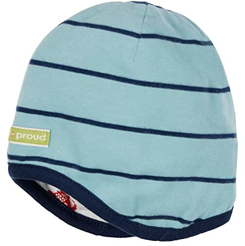 loud + proud Unisex Kinder Omkeerbare muts, GOTS gecertificeerd Beanie M TZE, Lagoon, 45-48 EU