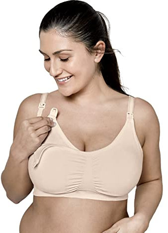 Medela Easy Expression, sujetador 3 en 1 y bustier de bombeo manos libres, Chai, Large