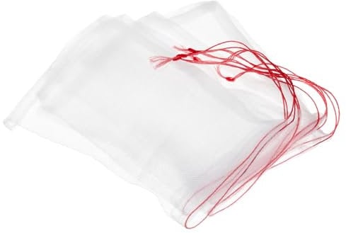 PATIKIL Aquarium Filter Media Bags 15x10cm 6 Pack Fish Tank Mesh Bags with Drawstrings White
