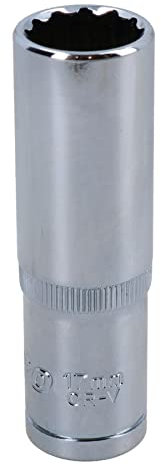 17mm 1/2in Drive Double Deep Long Reach Metric Socket 12 Point Sided Bi-hex
