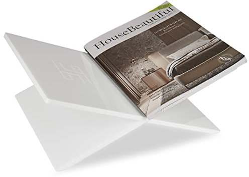 Honygebia Weißer Acryl Buchständer - Kreuzrahmen Acryl Buchhalter, Luxus Plexiglas Leseständer offene Ausstellen, geeignet für Bibel, Koran, Kunst, Kochbücher, Lehrbücher und Zeitschriften