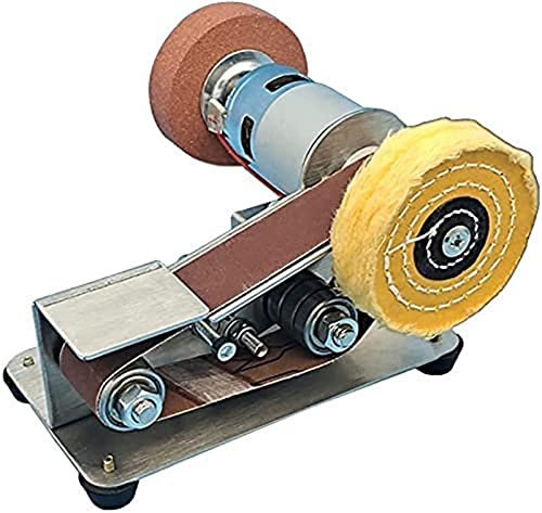 Multifunctional Mini Electric Belt Sander, Belt Grinder, DIY Polishing Sharpening Machine Grinding Wheel Fixed Angle Knife Sharpener for Polish Grind Metal Wood Plastics