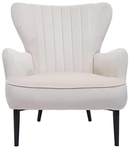 Mendler Lounge-Sessel HWC-K37, Cocktailsessel Polstersessel Sessel, Samt (280g/m²) - Creme-beige