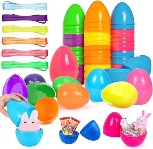 YeahBoom 12 Stück Ostereier Plastik,7cm Plastikeier Ostern,Gemischte Farben Kunststoff Ostereier,Ostereier zum Befüllen,Ostereier Deko,Zum Füllen von Süßigkeiten und Kindergeschenken an Ostern