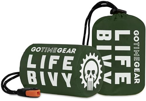 Go Time Gear Life Bivy Notfall Überlebensunterkunft - 2 Personen Notfallzelt - Verwendung als Überlebenszelt, Notunterkunft, Schlauchzelt, Überlebensplane - Grün 2 Pack