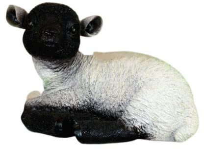 Dekofigur Schaf Lamm, Lämmchen Tierfigur, Türdeko Garten Terrasse schwarz weiß