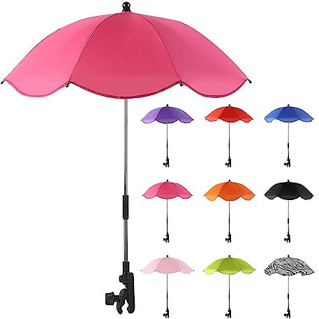 Ombrelle Poussette Universelle Anti UV 50+ - Parasol Anti UV pour Landau, Parapluie Poussette avec Pince Réglable et Bras Réglable pour Extérieur Plage Jardin, iamètre 66 cm