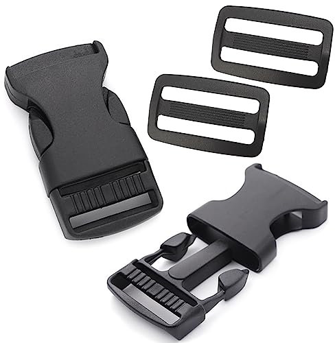 DOANTE 2 pezzi Fibbia zaino,Fibbie in Plastica,Fibbia a scatto,Fibbie a sgancio laterale,Fibbia a Clip per Zaino,Fibbie a Scatto Doppie,per Zaini, Cucito, Borsoni, Abbigliamento(2.5 * 5cm)