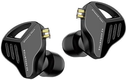 KZ ZVX HiFi In Ear Monitors Earphones Dual Dynamic Drivers In-Ear Headphones with Detachable OFC Flat Cable 2PIN 0.75mm for Audiophiles, PC,MP3,MP4 (Black, with mic)