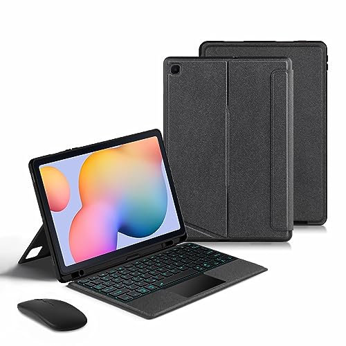 GUPENAA Custodia con Tastiera per Samsung Galaxy Tab S6 Lite 10.4'' 2022/2020 (SM-P610/P613/P615/P619) con Touchpad, 7 Colori Retroilluminati, Tastiera Magnetica Staccabile con Mouse Bluetooth