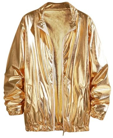 KBOPLEMQ Herren Glänzend Glitzer Pailletten Bomberjacke Frühling und Herbst Dünne Sonnenschutz Jacke Mantel Blouson Jacke Lässig Stehkragen Piloten Jacke mit Zip Halloween Party Disco
