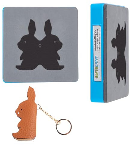 SUPERDANT Leder Kaninchen Schlüsselanhänger Halter Schlüsselanhänger Holzstanze Lederform Gestanzte Handwerksschneidemaschine Kunstleder Stanzform Für DIY Ostern Basteln