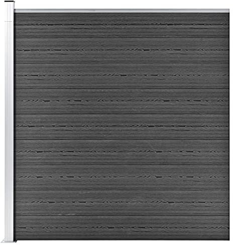 Gecheer Zaunelement Gartenzaun Sichtschutzzaun Lamellenzaun Windschutz Zaun Windschutzzaun Terrasse Stecksystem Lärmschutz WPC 175x186cm Schwarz