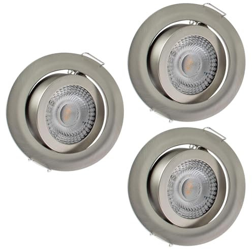 Rolux LED Einbaustrahler 230V 68mm - 72mm Dimmbar 5W 365lm 3000K LED Spot Deckeneinbauleuchte flach - 3er Set