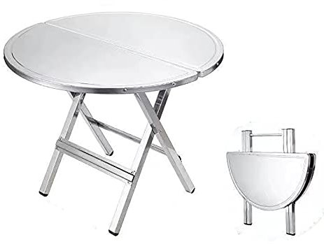 Zusammenklappbarer runder Tisch, Haushalts-Edelstahl-Esstisch/Freizeittisch/Verhandlungstisch, Outdoor-Stall, Picknick-Tisch, Φ70 cm