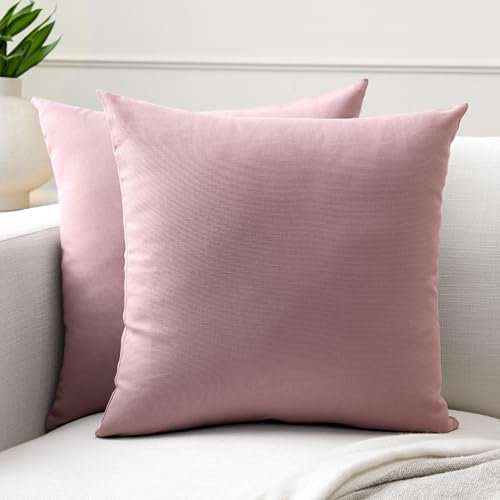 Encasa XO Baumwoll-Kissenbezüge, 2er-Set I 20x20 in (50x50 cm) - Mauve I kein Einsatz I einfach Kissenbezüge I Maschinenwaschbar | Nur Innen benutzen