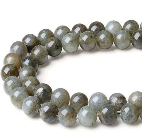 XIANNVXI 8mm Naturstein Labradorit Perlen zum Auffädeln mit Loch Runde Kristalle Edelsteine zum Auffädeln Perlen für Armbänder Ketten DIY Schmuck Basteln (ca. 47 Stück)