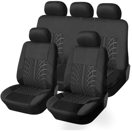 Auto Sitzbezüge FüR V-W Taigo/Taigo R-Line SUV Crossover, 9 Stück rutschfest Sitzschoner Verschleißfester Auto Innenraum Zubehör, E/Black