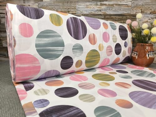 240cm Breit Meterware ab 50cm Popeline Baumwolle Stoff Baumwollstoff Kinderstoffe Stoffe Punkte Babystoffe Ranforce Bastelstoff ÖKO-TEX VP0G034 (Punkte Bunt)