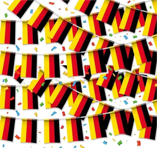 XXL Wimpelkette Deutschland Girlande schwarz, rot, gelb (Gold) als Deko Dekoration, Fanartikel, Partydekoration zur Fußball Europameisterschaft EM 2024 (3 Meter)