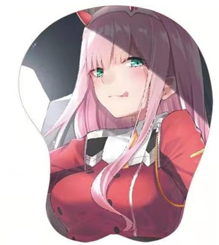 TANSHOW Darling in The Franxx Zero Two Mauspad mit Handgelenkstütze Komfort Silica Gel Handgelenkstütze Unterstützung Matte Mäuse 3D Mauspad Merch für Computer Milch Faser Stoff (7)
