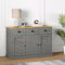 Willood Sideboard mit Schubladen VIGO 113x40x75 cm Massivholz Kiefer Grau mit kommode breit Schrank mit schubladen küchenschrank Reichlich Stauraum