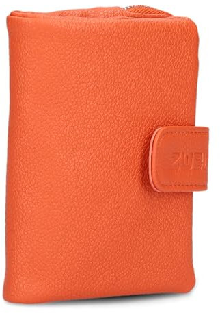 Zwei Damen Geldbörse MW5 weiches Kunstleder (13x10x3cm) Brieftasche aus hochwertigem Kunstleder mit Druckknopf & Reißverschluss, Geldbörse mit Münzfach, 6 Kartenfächern, 1 Scheinfach (Papaya)