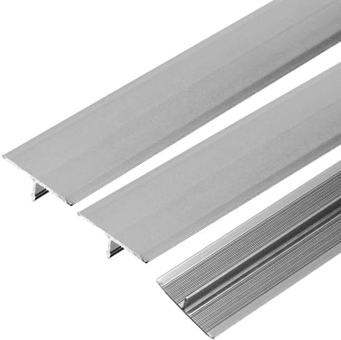 sourcing map 3 Pcs Aluminum T Molding Floor Transition Strip, 0.8x3 Ft Moulding Transition Strip for Doorway, Laminate Flooring, Joining Flooring Gaps of Laminate Planks Tile, Grey