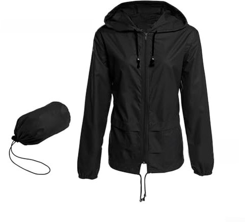 Outdoor Windbreaker Jacket with Compact Storage Bag Easy to Pack & Carry (Black m)