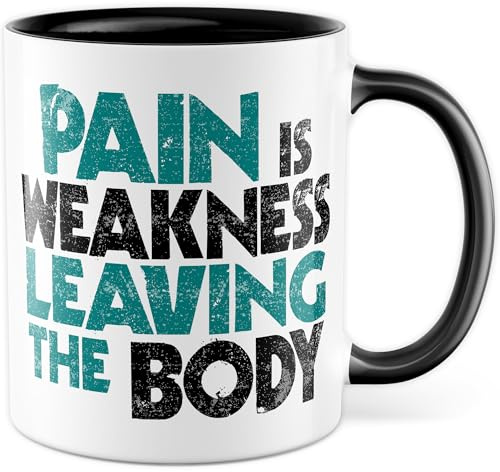 Tasse Gymrat Geschenk Pain is Weakness leaving the Body, Kaffeetasse Fitnessliebhaber Fitnessbegeisterte Bodybuiler, Geschenkidee Sportler Fitnessstudio Gymgänger Kaffee-Becher