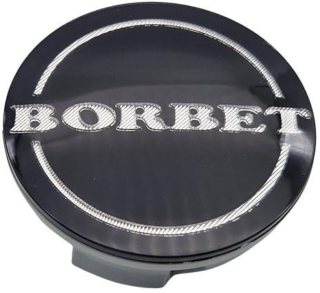 Borbet Nabendeckel 55mm / 56mm Felgendeckel 74404 Nabenkappe Schwarz Glanz Silber Original Center Cap (1)