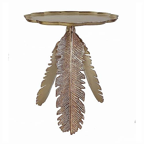 Beistelltisch Einzigartiger handgefertigter Couchtisch aus Aluminium mit Akzent-Beistelltisch, Beistelltisch mit natürlicher Tablettplatte und Nachttisch for Familie, Esszimmer oder Wohnzimmer, handge