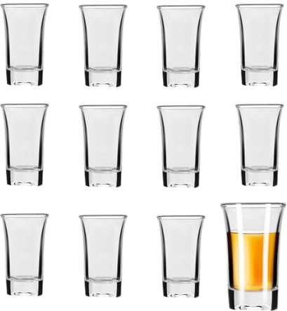 ASOPFYUM Schnapsgläser, 12 Stück Shotgläser 5CL/50ML, Likörgläser Dicke Basis, Party Zubehör Kleines Schnapsglas, Lustig Pinnchen für Holiday Gatherings, Family Bars, Tequila, Glas kleines Weinglas