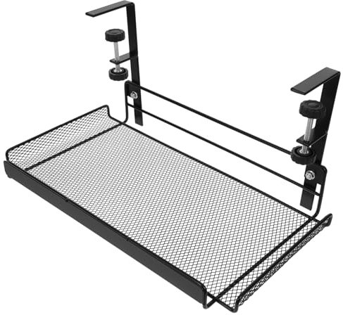 OSOLADY Desk Storage Hanging Basket Wire Mesh Design for Office Home Bookshelf Fits under Desk Shelf for Files Documents Large Black