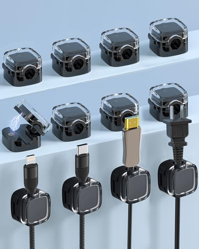 JEJA Kabelhalter Kabelclips 12 Stück, Kabel Organizer, Stark Haftende Draht Ladegerät Halter, für Nachttisch, Küchengeräte Schreibtisch, Wand, Schwarz
