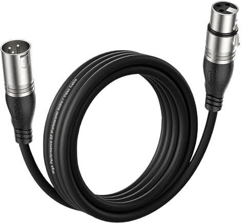 EBXYA XLR Cable 3M - Premium Balanced DMX Cable with 3-Pin XLR Male to Female Microphone Cable, Black