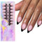 150Pcs Black French Tip Gel Nails Short Coffin Press On Nails Artificial Acrylic Nails Easy Application For Women